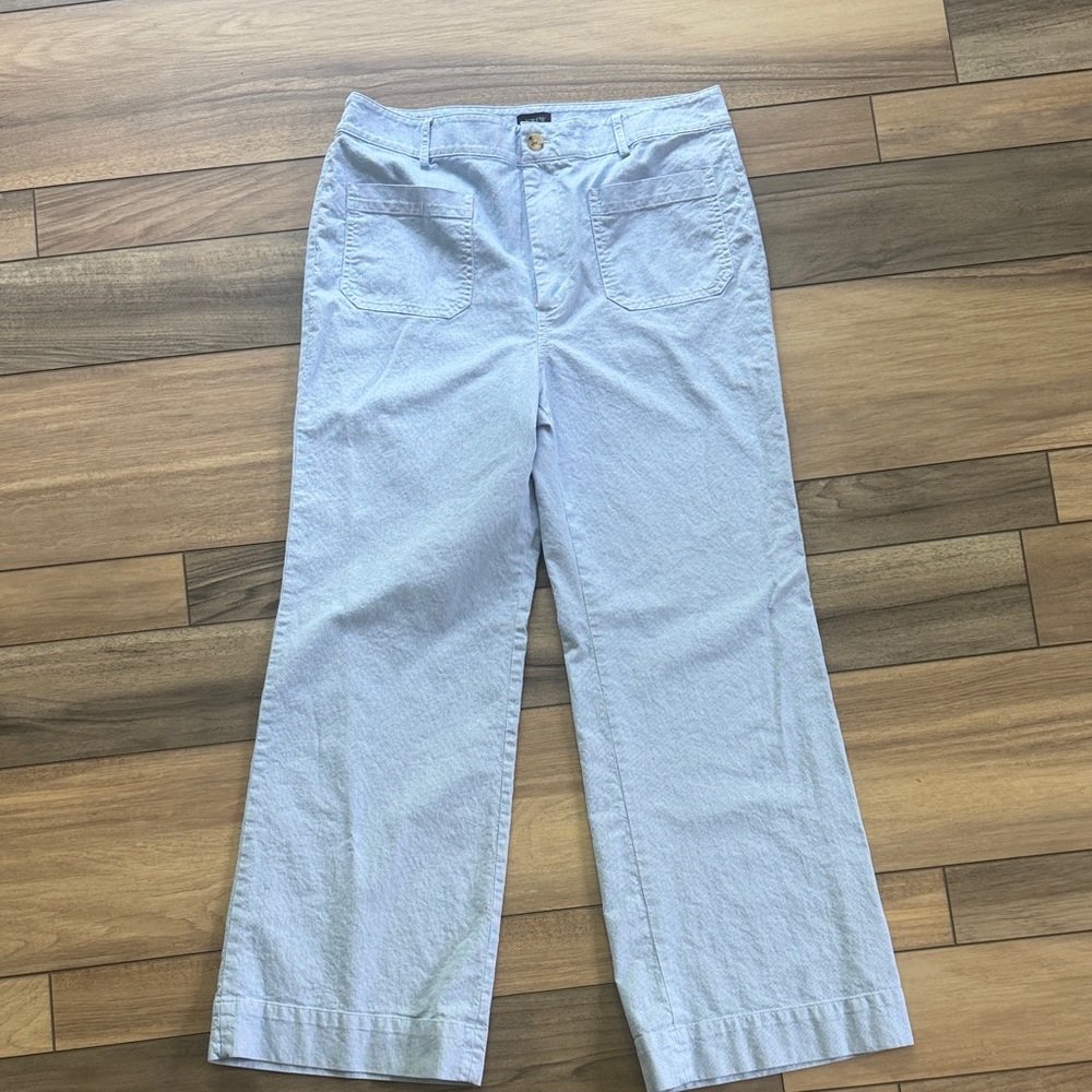J.Crew Blue White Stripe Lizzie Wide Leg Pant